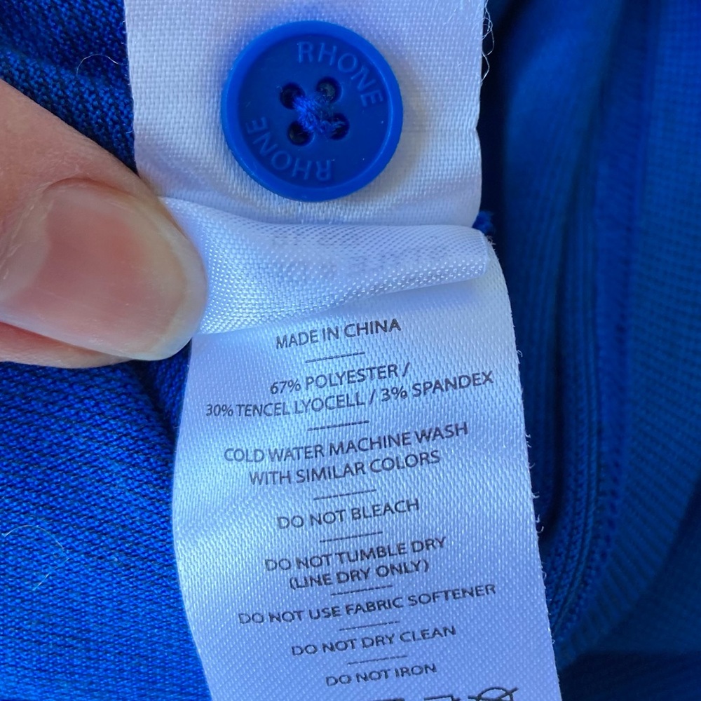 RHONE Men's Lightweight Blue Short Sleeve Golf Polo Shirt Medium - Picture 5 of 7